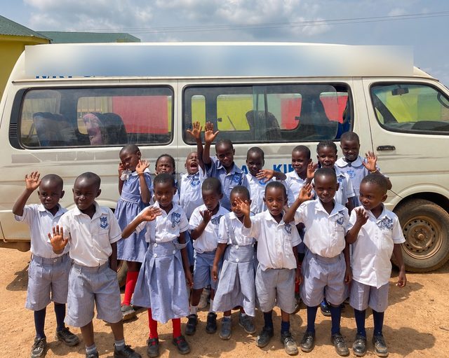 Children in their school uniforms